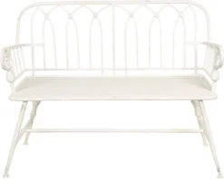 Clayre & Eef Banc De Jardin 5Y0837 120 * 53 * 90 Cm - Banc En Fer Wit Banc Extérieur Mobilier De Jardin De Jardin
