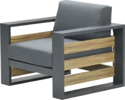 Salon De Jardin Suns Nappa Cross Croisé - MRG Gris Carbone/Keltex 265 X 100 Cm. Teck -Jardin Meubles Magasin 1200x964 4