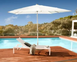 NATERIAL - Transat AQUILA - Transat De Jardin Avec Dossier Réglable - 200x75x36 Cm - Empilable - Avec Roulettes - Fixe En Aluminium - Textilène - Blanc -Jardin Meubles Magasin 1200x967 1