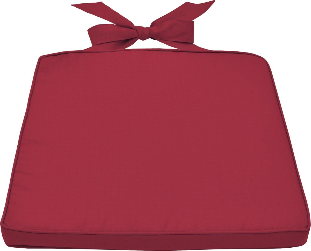 Chaise Beautissu Coussin Set De 4 Coussins D'assise D' Extérieur 45x40x5 Cm - Rouge - Coussin De Siège Avec Le Ruban - Pia 7 Chaise Beautissu Coussin Set De 4 Coussins D'assise D' Extérieur 45x40x5 Cm - Rouge - Coussin De Siège Avec Le Ruban - Pia – Image 7