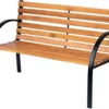 Nancy's Olney Garden Bench - Banc - Banc En Bois - 2 Places - Banc De Parc - Acier - Zwart - Marron - Naturel - 122 X 60 X 80 Cm