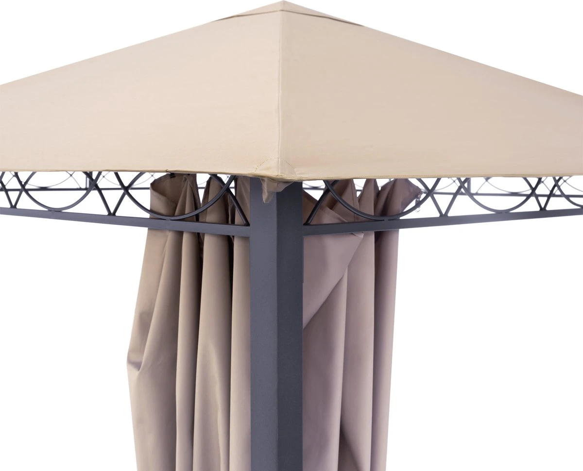 Pavillon De Jardin 3x3 M 280 G / M² Bâche De Toit étanche Pavillon Premium Avec 4 Parois Latérales Tente De Jardin En Tente De Fête Crème 10 Pavillon De Jardin 3x3 M 280 G / M² Bâche De Toit étanche Pavillon Premium Avec 4 Parois Latérales Tente De Jardin En Tente De Fête Crème – Image 10