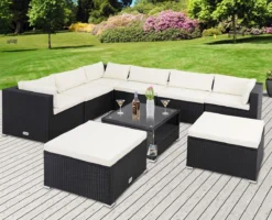 Casaria Polyrattan Lounge Set XXL Coussins Table Plateau En Verre Mobilier De Jardin Zwart Crème -Jardin Meubles Magasin 1200x970 14