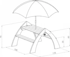 AXI Kylo XL Table Pique Nique Enfant En Bois Gris & Blanc - Table Picnic Avec Parasol Pour Le Jardin -Jardin Meubles Magasin 1200x970 4