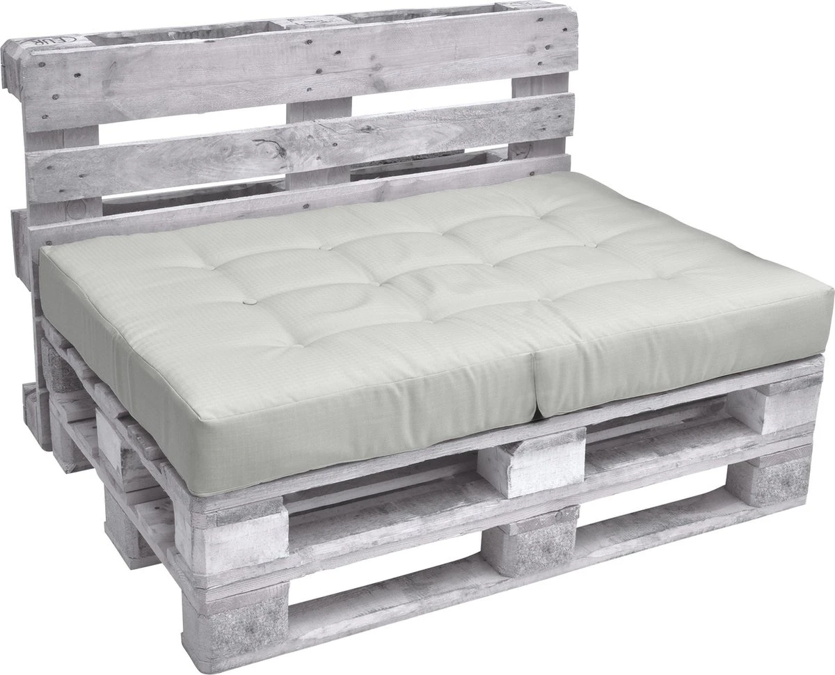 Beautissu Elements - Set De Coussins Palette - 1x Coussin D'Assise 120x80 Cm & 1x Coussin De Dossier 120x40 Cm - Grijs Clair 2 Beautissu Elements - Set De Coussins Palette - 1x Coussin D'Assise 120x80 Cm & 1x Coussin De Dossier 120x40 Cm - Grijs Clair – Image 2