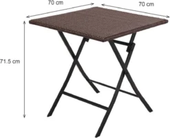 GENERIC - Table Bistrot Carrée - Table Pliante - ZENA - 2 Personnes - Marron - 70X70 Cm -Jardin Meubles Magasin 1200x973 6