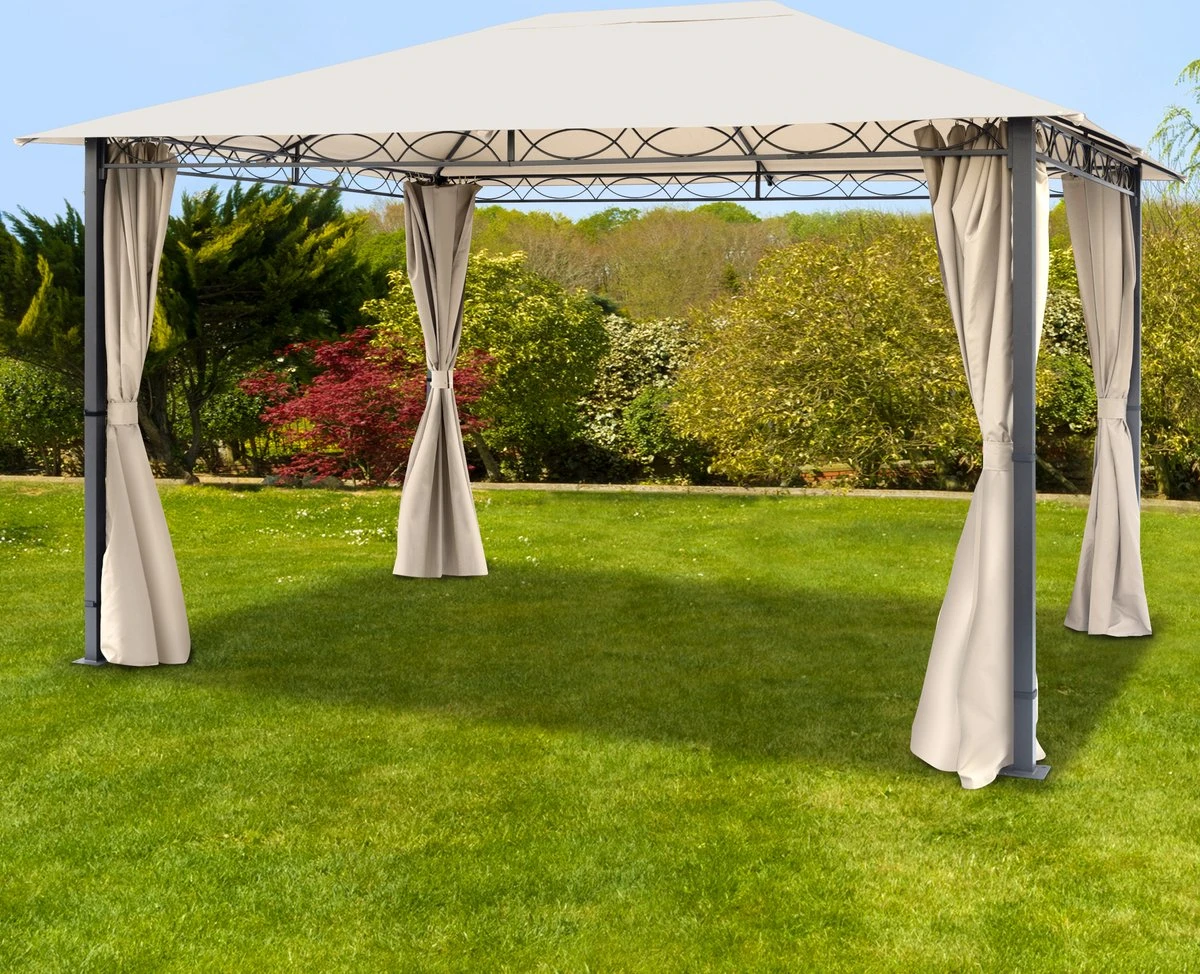 Pavillon De Jardin 3x4m 280 G / M² Bâche De Toit Pavillon Premium étanche Avec 4 Parois Latérales Tente De Jardin En Tente De Fête Crème 16 Pavillon De Jardin 3x4m 280 G / M² Bâche De Toit Pavillon Premium étanche Avec 4 Parois Latérales Tente De Jardin En Tente De Fête Crème – Image 16