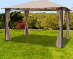 Pavillon De Jardin 3x4m 280 G / M² Bâche De Toit étanche Pavillon Premium Avec 4 Parois Latérales Tente De Jardin En Tente De Fête Marron -Jardin Meubles Magasin 1200x974