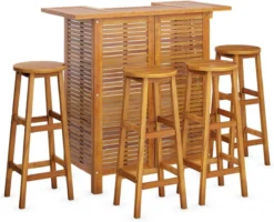 Ensemble De Bar De Jardin Premium - Ensemble De Bar De Jardin 5 Pièces En Bois D'acacia Massif -Jardin Meubles Magasin 1200x974 6