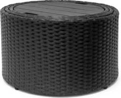 Deuba Polyrattan Solar Island Ø185cm Coussins Zwart Crème Pare-Soleil Pliable WPC -Jardin Meubles Magasin 1200x976 8