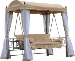 Outsunny Hollywood Swing Balançoire De Jardin Chaise Longue D'extérieur Swing Seat Swing 3 Places 84A-023