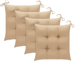 Prolenta Premium - Chaises De Jardin De Jardin 4 Pcs Avec Coussins Beiges En Teck Massif -Jardin Meubles Magasin 1200x978