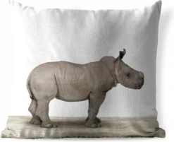 Coussin Sierkussen Animalprintshop Pour L'extérieur - Imprimé Animal Rhinocéros - 40x40 Cm - Coussin De Jardin Carré Résistant Aux Intempéries / Coussin De Mobilier De Jardin En Polyester