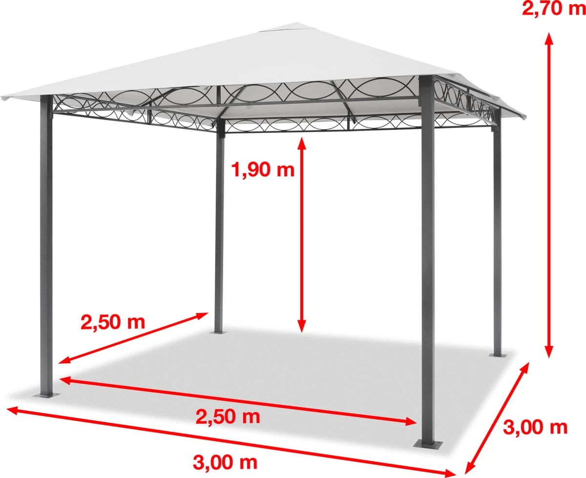 Pavillon De Jardin 3x3 M 280 G / M² Bâche De Toit étanche Pavillon Premium Avec 4 Parois Latérales Tente De Jardin En Tente De Fête Crème 7 Pavillon De Jardin 3x3 M 280 G / M² Bâche De Toit étanche Pavillon Premium Avec 4 Parois Latérales Tente De Jardin En Tente De Fête Crème – Image 7
