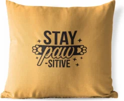 Coussins D'extérieur - Jardin - Décoration Murale Orange Quote Stay Paw-sitive - 45x45 Cm