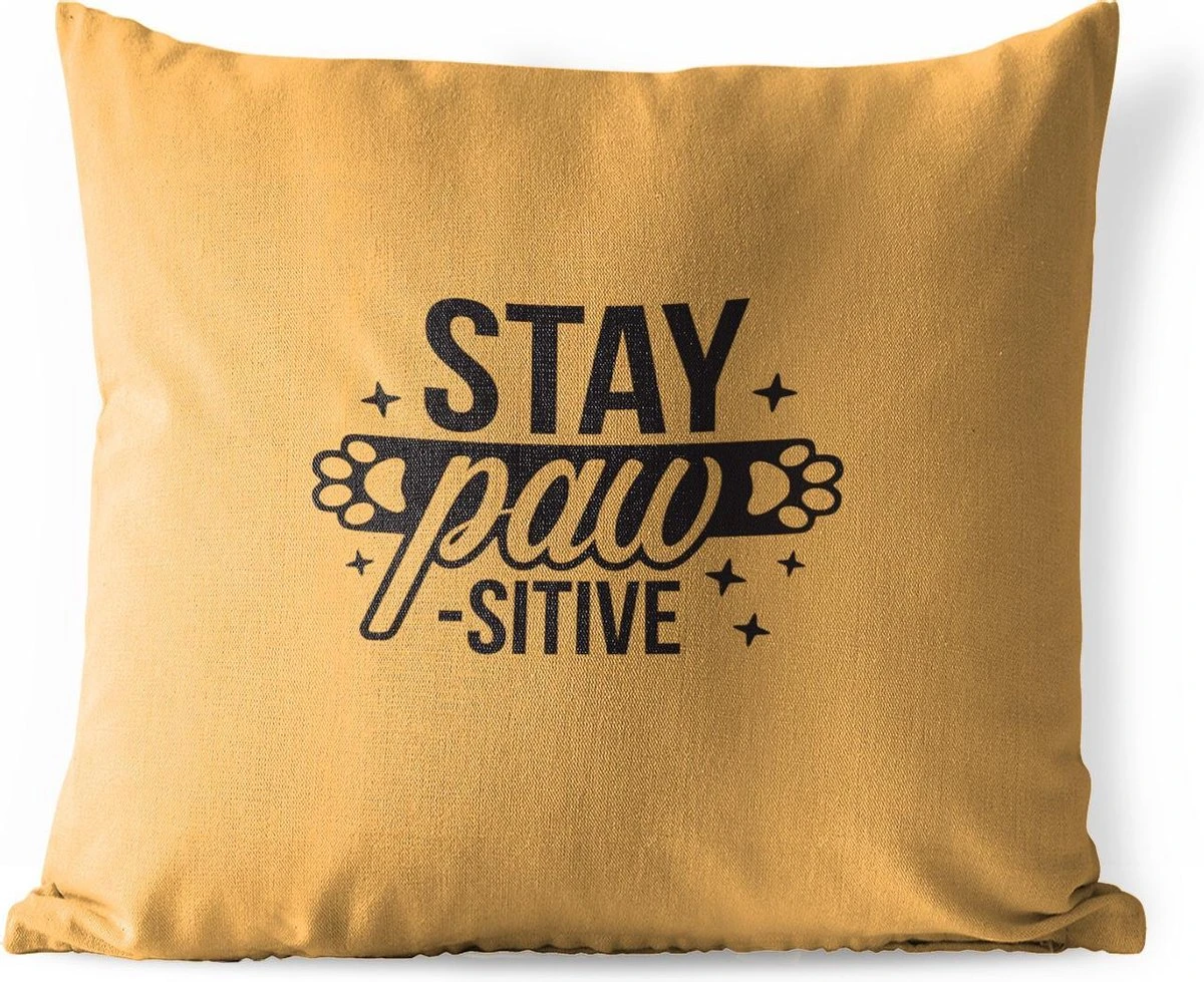 Coussins D'extérieur - Jardin - Décoration Murale Orange Quote Stay Paw-sitive - 45x45 Cm 1 Coussins D'extérieur - Jardin - Décoration Murale Orange Quote Stay Paw-sitive - 45x45 Cm