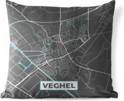 Coussin D'extérieur - Plan D'étage - Veghel - Grijs - Blauw - 45x45 Cm - Résistant Aux Intempéries