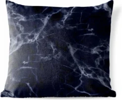 Coussin D'extérieur - Marbre - Zwart - Wit - 45x45 Cm - Résistant Aux Intempéries