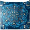Coussins D'extérieur - Jardin - Motif Carré Avec Un Mandala Détaillé Sur Fond Bleu Foncé - 60x60 Cm