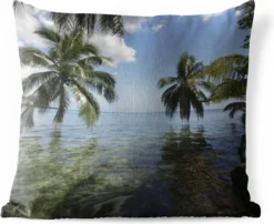 Coussins D'extérieur - Jardin - Reflet De Palmiers Dans La Mer De Moorea - 40x40 Cm
