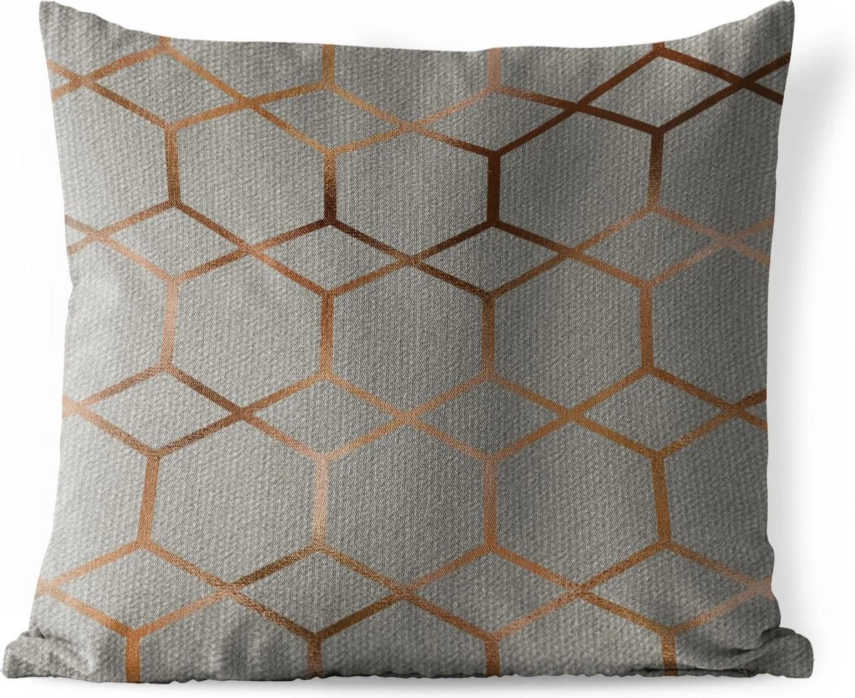 Sierkussen Extérieur - Motifs - Luxe - Bronze - Grijs - 60x60 Cm - Résistant Aux Intempéries 1 Sierkussen Extérieur - Motifs - Luxe - Bronze - Grijs - 60x60 Cm - Résistant Aux Intempéries