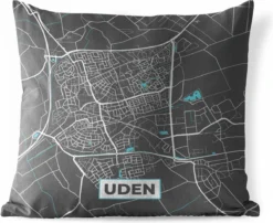 Coussin D'extérieur Weatherproof - Plan D'étage - Uden - Grijs - Blauw - 50x50 Cm