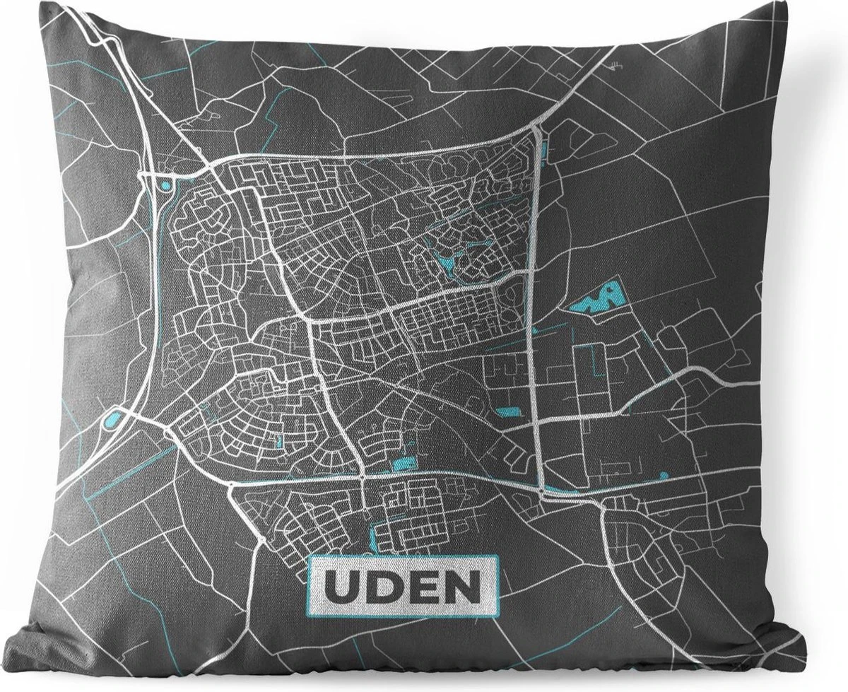 Coussin D'extérieur Weatherproof - Plan D'étage - Uden - Grijs - Blauw - 50x50 Cm 1 Coussin D'extérieur Weatherproof - Plan D'étage - Uden - Grijs - Blauw - 50x50 Cm