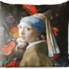 Sierkussen Outdoor - Boucle D'oreille Fille Avec Une Perle - Vermeer - Fleurs - 60x60 Cm - Résistant Aux Intempéries