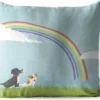 Coussins D'extérieur - Jardin - Une Illustration De Deux Chiens Sous Un Arc-en-ciel - 40x40 Cm