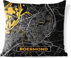 Coussin De Jardin - Plan D'étage - Roermond - Or - Zwart - 40x40 Cm - Résistant Aux Intempéries