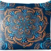 Coussins D'extérieur - Jardin - Motif Carré Avec Un Mandala Détaillé Et Orange Sur Fond Bleu Foncé - 60x60 Cm