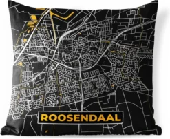 Coussin D'extérieur Résistant Aux Intempéries - Plan D'étage - Roosendaal - Or - Zwart - 50x50 Cm