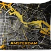 Coussin De Jardin - Carte - Amsterdam - Or - Zwart - 40x40 Cm - Résistant Aux Intempéries