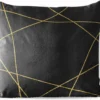 Coussins D'extérieur - Jardin - Motif Géométrique De Lignes Dorées Sur Fond Noir - 60x60 Cm