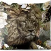 Coussin D'extérieur Résistant Aux Intempéries - Lion - Fleurs - Feuille - 50x50 Cm