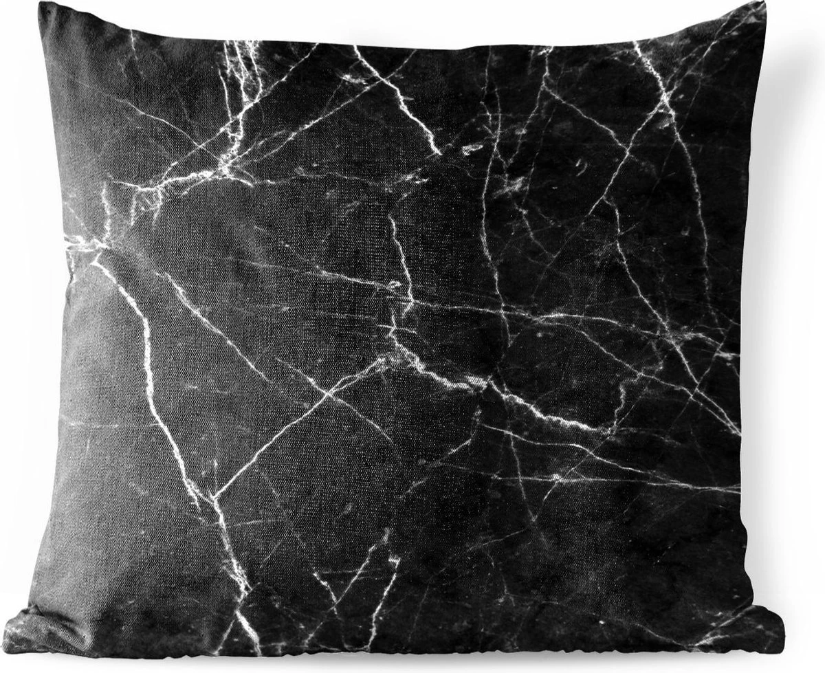 Coussin D'extérieur - Marbre - Zwart - Wit - Structure - 45x45 Cm - Résistant Aux Intempéries 1 Coussin D'extérieur - Marbre - Zwart - Wit - Structure - 45x45 Cm - Résistant Aux Intempéries