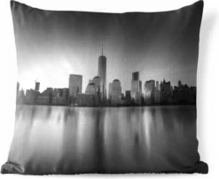 Coussins D'extérieur - Jardin - Skyline Of New York - Noir Et Blanc - 40x40 Cm