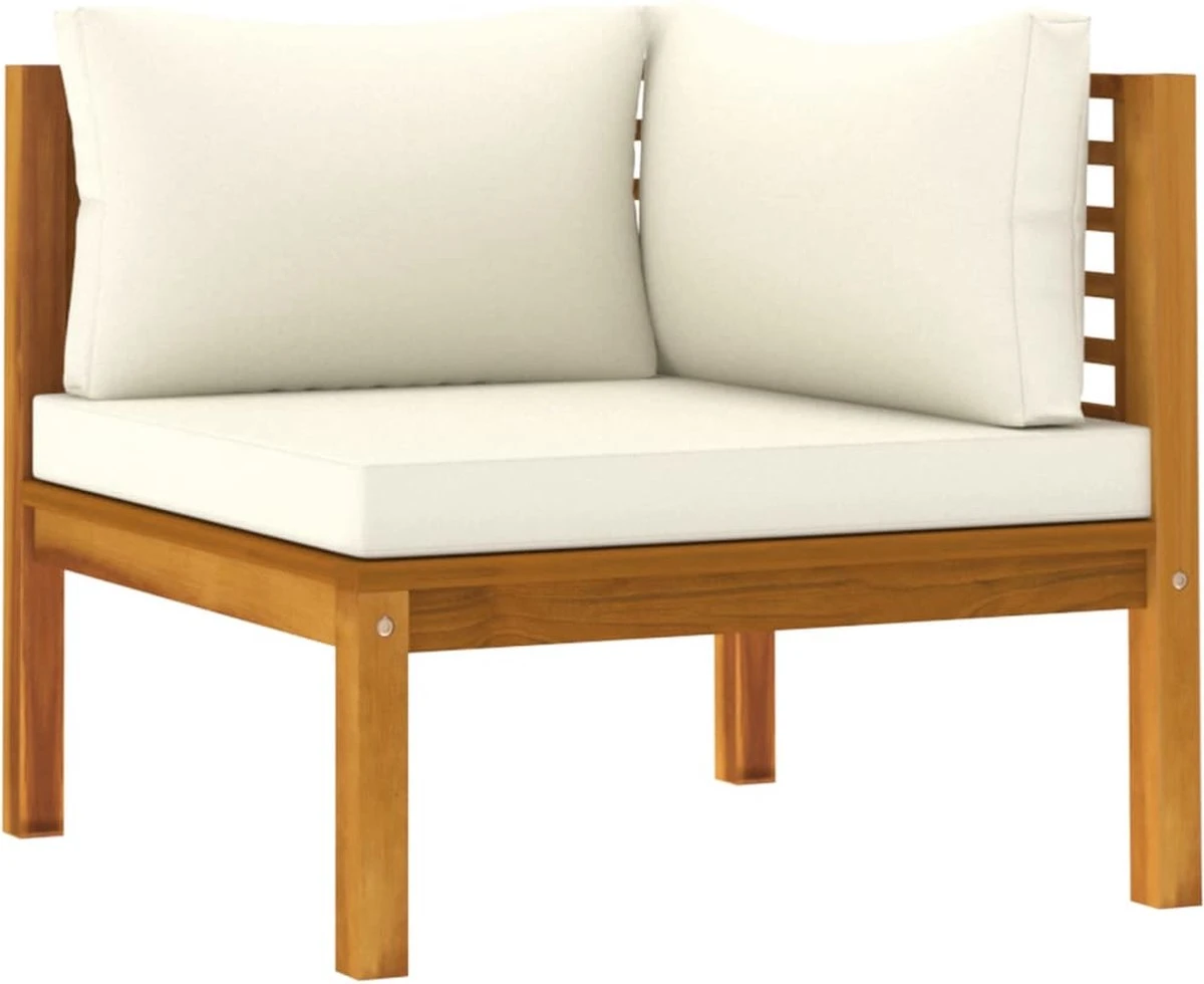 Furniture Limited - Ensemble De Salon 5 Pièces Avec Coussins De Couleur Crème En Bois D'acacia Massif 6 Furniture Limited - Ensemble De Salon 5 Pièces Avec Coussins De Couleur Crème En Bois D'acacia Massif – Image 6