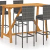 La Dolce Vita - Table GardenBar 5 Pièces Avec Chaises - Ensemble Meuble Bar - Ensemble Meuble Bar - Ensemble Coin Bar - Table Haute Avec Tabourets - Ensemble Bistro Avec Table Et Chaises Avec Coussins Gris