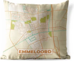 Coussin D'extérieur Résistant Aux Intempéries - Carte - Emmeloord - Vintage - 50x50 Cm