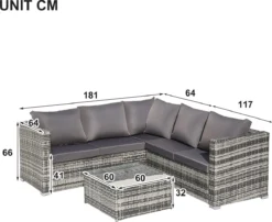 Ensemble De Salon En Polyrotin Canapé - Salon De Jardin 5 Places Avec Coussins Anti-UV Gris / Déhoussables - Canapé D'angle En Rotin Avec Canapé Simple Et Table Basse - Pour 4-5 Personnes Gris -Jardin Meubles Magasin 1200x981 2