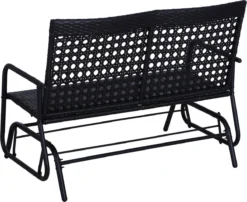 Banc De Balançoire Nancy's Carson - Balançoire De Jardin - Banc De Jardin - Poly Rotin - 2 Places - Zwart - 120 X 76 X 90 Cm -Jardin Meubles Magasin 1200x981