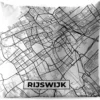 Coussin D'extérieur - Carte - Rijswijk - Zwart - Wit - 45x45 Cm - Résistant Aux Intempéries