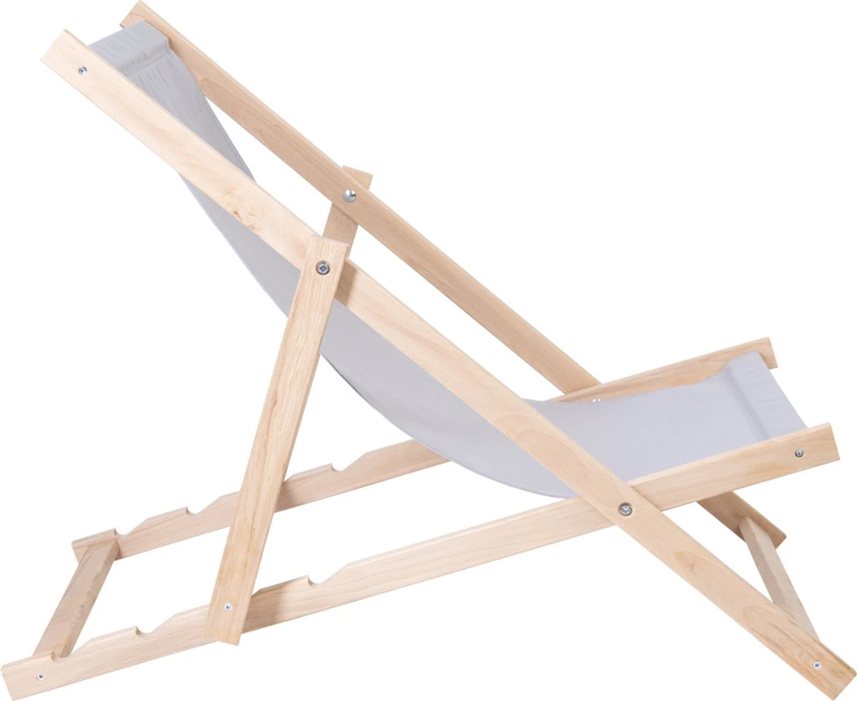 Chaise De Plage Holtaz Chaise Longue Confortable Pliable En Bois Avec Hauteur De Couchage Réglable - Gris 4 Chaise De Plage Holtaz Chaise Longue Confortable Pliable En Bois Avec Hauteur De Couchage Réglable - Gris – Image 4