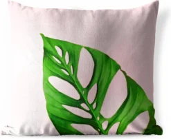 Coussins D'extérieur - Jardin - Feuille Botanique Avec Fond De Couleur Vive - 45x45 Cm