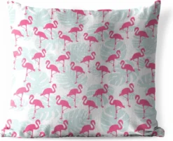 Coussin De Jardin - Flamingo - Feuilles - ĂtĂ© - 40x40 Cm - RĂ©sistant Aux IntempĂ©ries