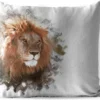 Sierkussen Extérieur - Lion - Ligne - Couleurs - 60x60 Cm - Résistant Aux Intempéries