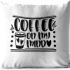 Coussins D'extérieur - Jardin - Citation Coffee On My Mind Fond Blanc - 60x60 Cm