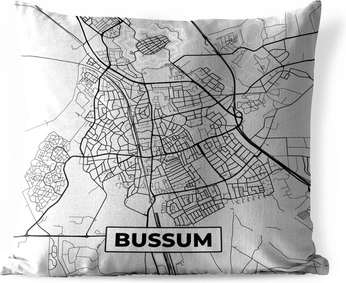Sierkussen Extérieur - Plan De La Ville - Bussum - Grijs - Wit - 60x60 Cm - Résistant Aux Intempéries 1 Sierkussen Extérieur - Plan De La Ville - Bussum - Grijs - Wit - 60x60 Cm - Résistant Aux Intempéries