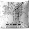 Coussin De Jardin - Carte - Maastricht - Zwart - Wit - 40x40 Cm - Résistant Aux Intempéries